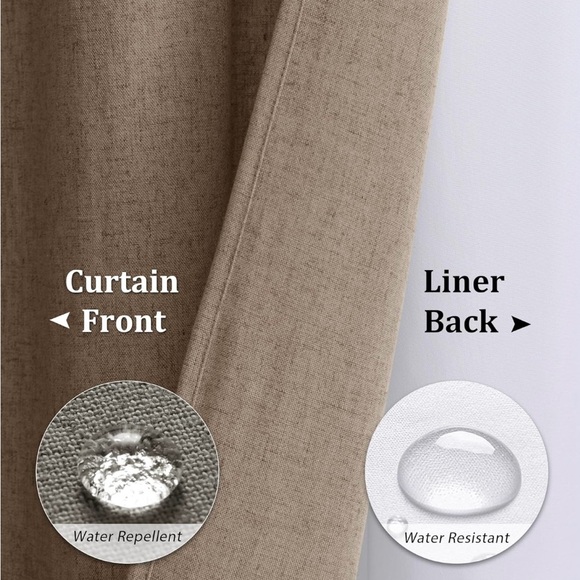 Naturoom Extra Long Shower Curtains 78” Tan Linen Shower Curtain with Liner Set - Picture 5 of 9